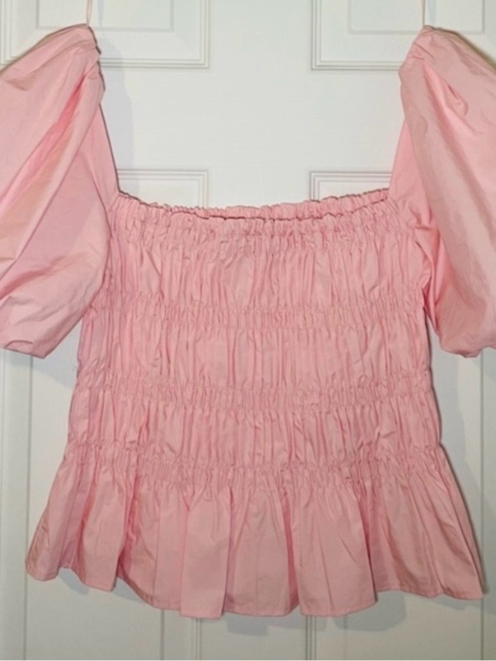 Astr Pink Smocked Square-Neck Puff Sleeve Top - Picture 2 of 4